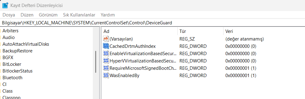 windows 11 vbs kapatma regedit