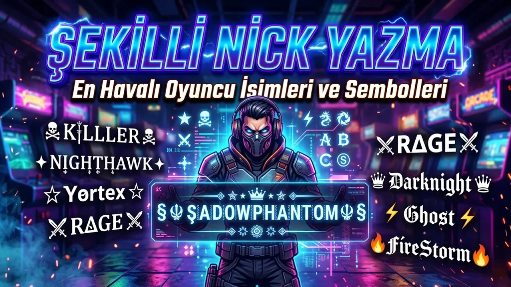 Şekilli Nick Yazma: En Havalı Oyuncu İsimleri ve Sembolleri 2026 şekilli nick yazma
